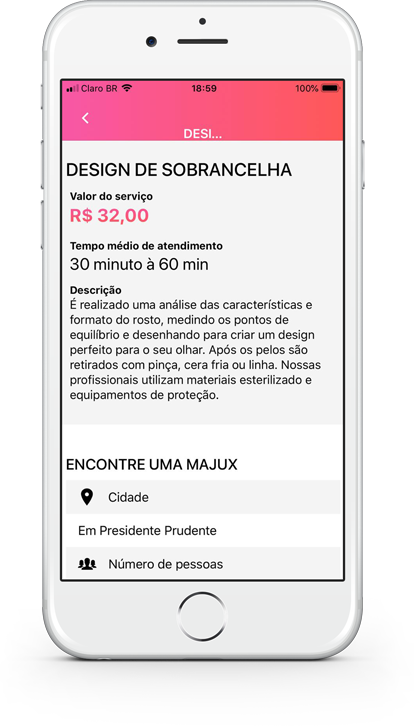 Imagem da tela de visualização do Serviço do aplicativo Maju app